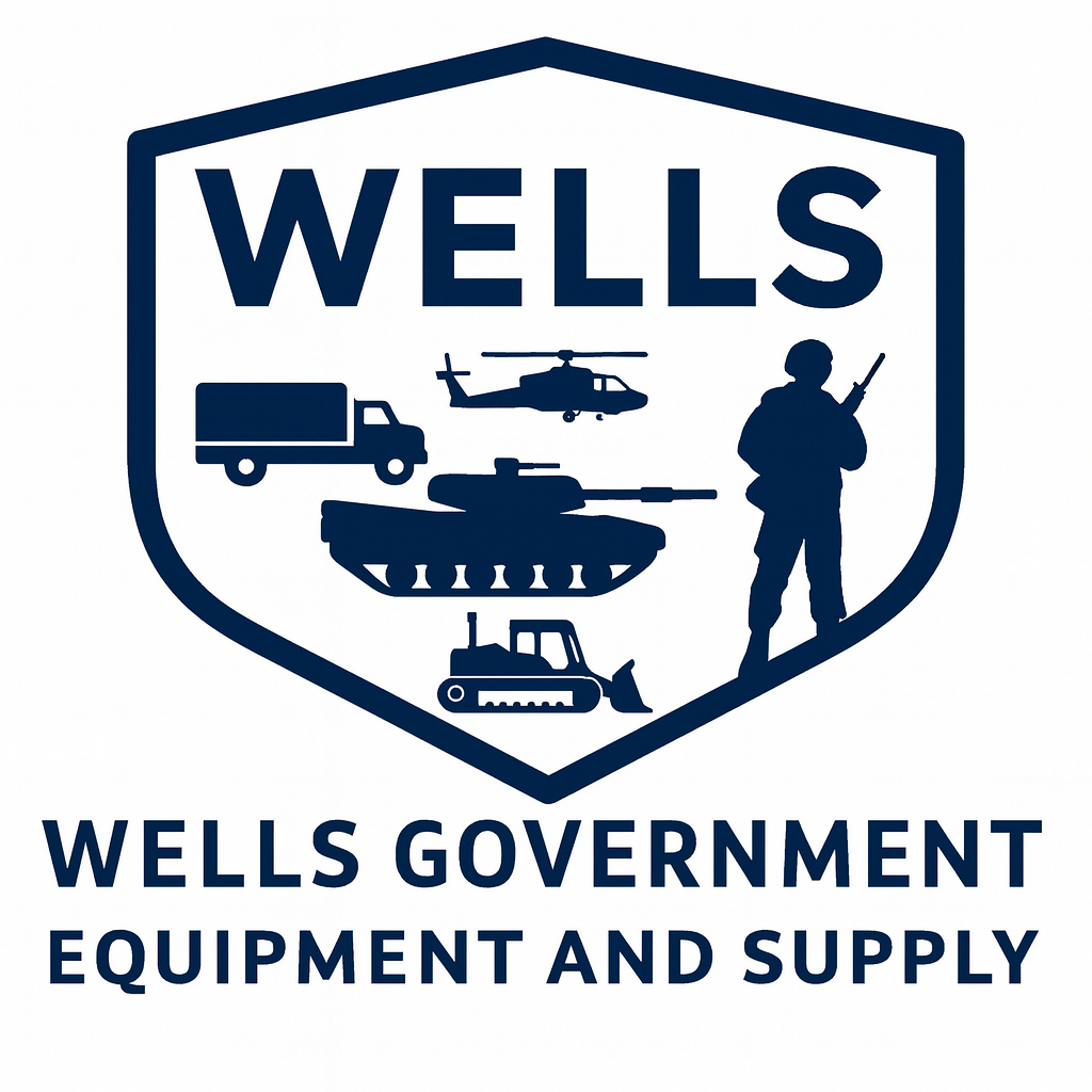 Company logo with shield and military vehicles.